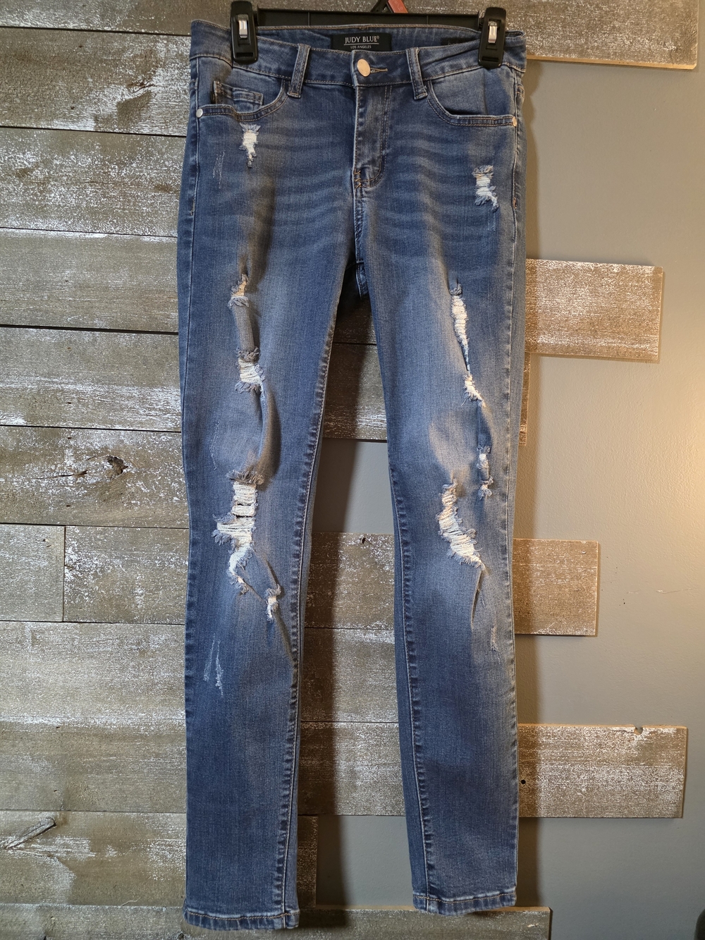 Judy Blue Distressed Medium Blue Skinny Jeans